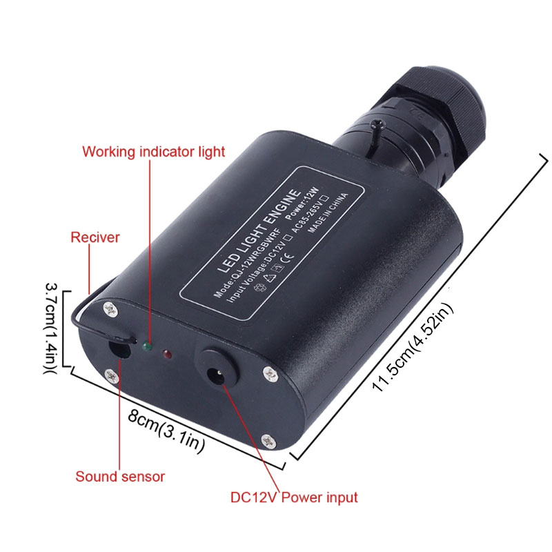 DC12V 12W Single Head RGBW LED Optic Fibre Light Illiminator With  28 Keys RF Remote Controller